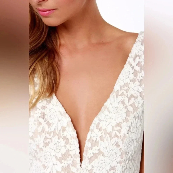 Lulus Fashion Lace Off Ivory Lace Dress beige off white size XS - Picture 5 of 15
